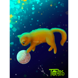 Знак зодиака телец. Кот в космосе