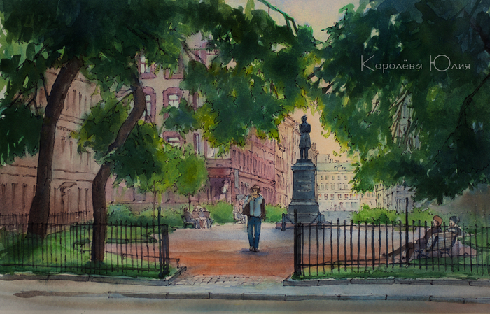 Летний вечер в пушкинском сквере