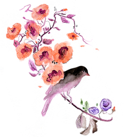 Птица на ветке 