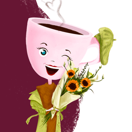 Бренд-персонаж для цветочной кофейни