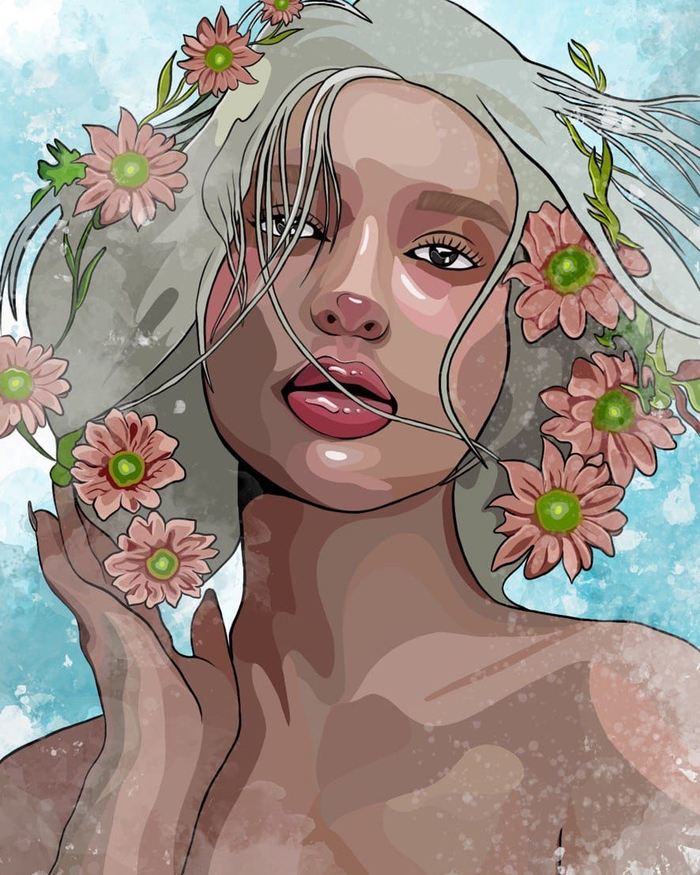 Портрет девушки с цветами