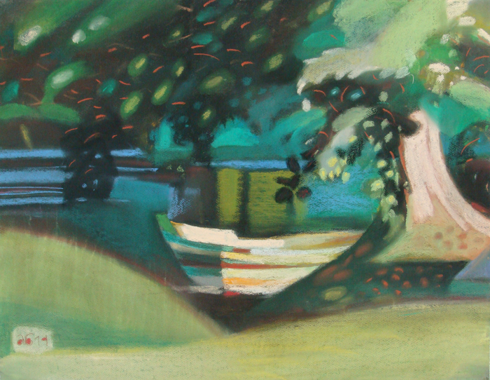 Лодки у Тракайского озера - 1. 2014. б., пастель, 50х65