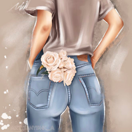 Джинсы с цветами