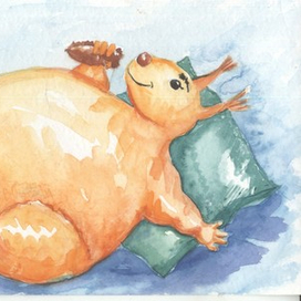 белка на диване