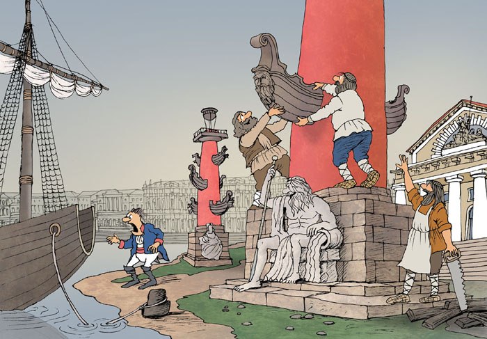 1810 год. Строятся здание Биржи и Ростральные колонны