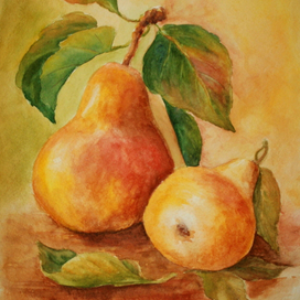 Натюрморт с желтыми грушами