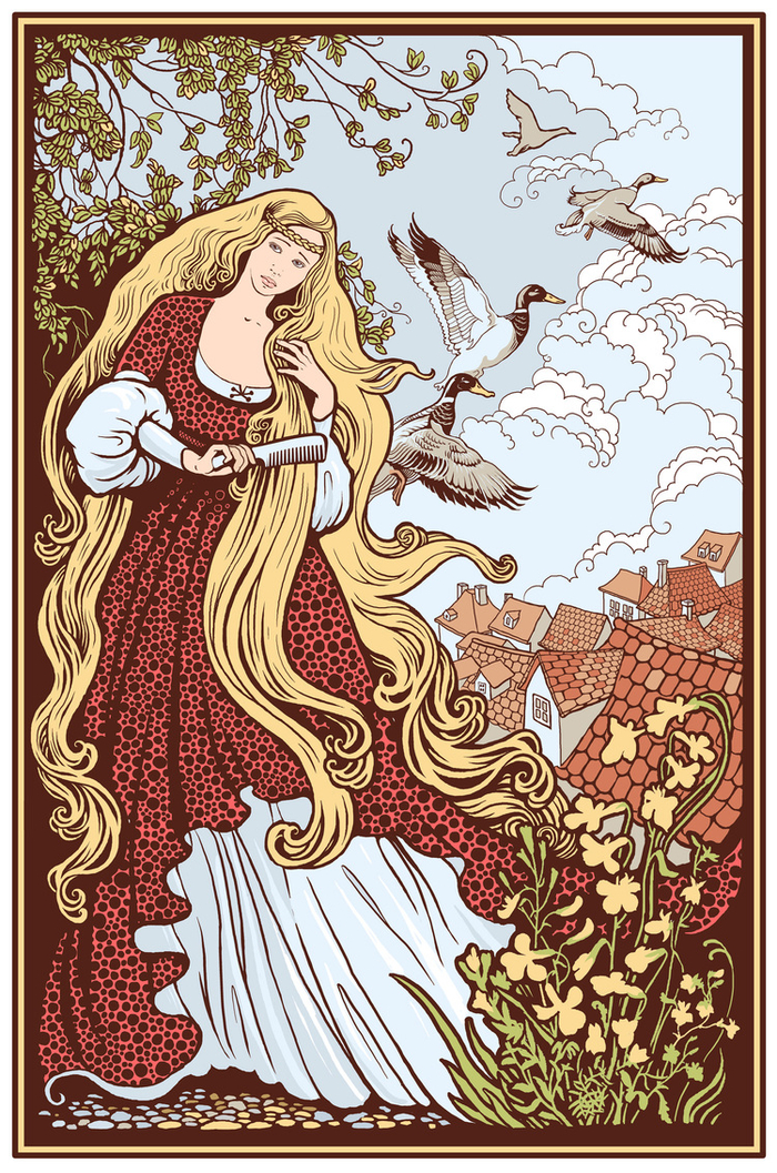 Золотоволосая Отолонка. Иллюстрация к чешской сказке.