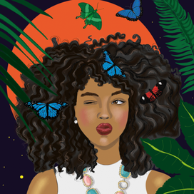 Девушка и бабочки