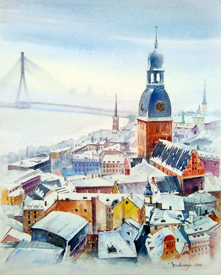 Старая Рига в зимний день.