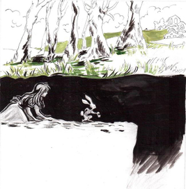 "Темная длинная нора...Куда же он спешит?"