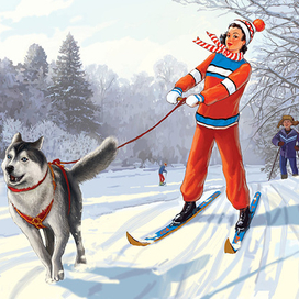 Февраль. Девушки и собачки.