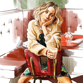 девушка в кафе