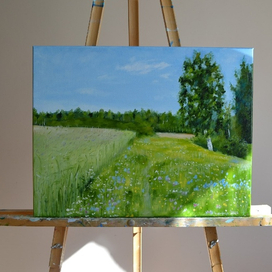 Работа выполнена по мотивам картины И.Левитана "Июньский день"