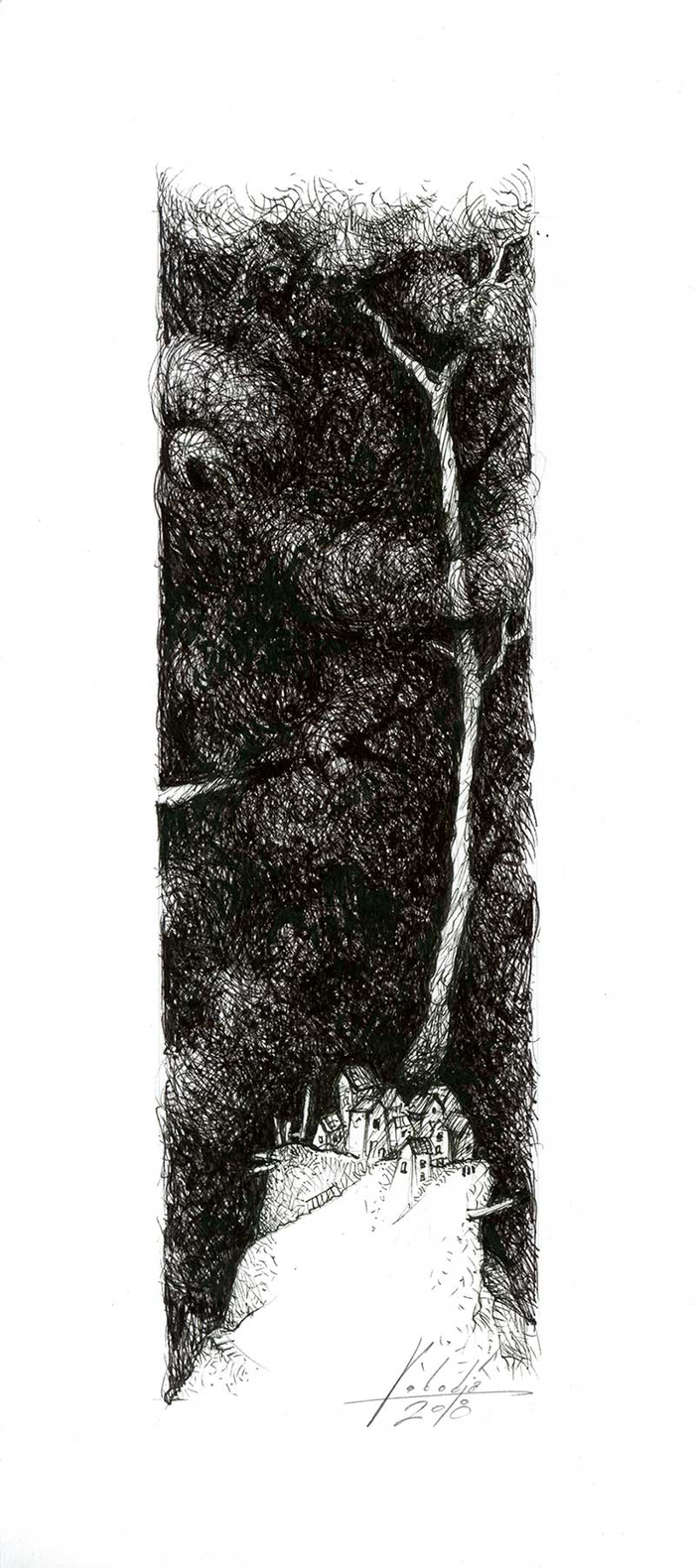 Дерево с облаками II, позитив