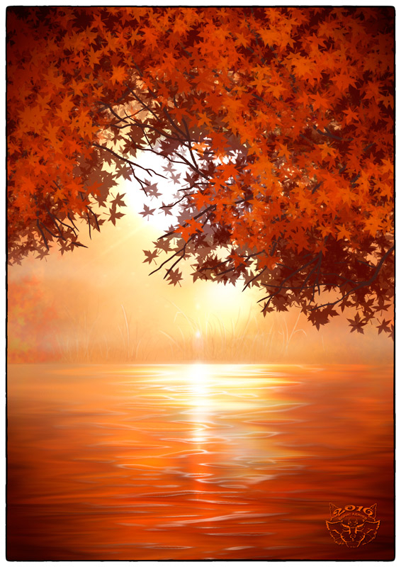 Осенний пруд-скетч