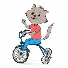 Котенок-велосипедист