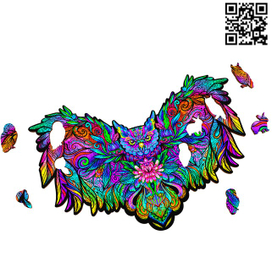 Фигурный деревянный пазл Яркая совушка