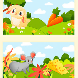 Детские пазлы-половинки "Животные. Кто что ест?"