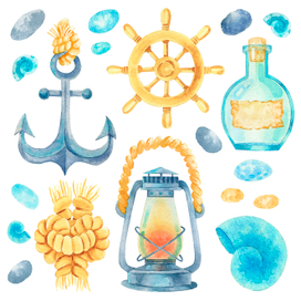 Морской акварельный клипарт