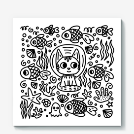 Котик в стиле дудл