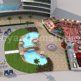 Уникальная игровая зона с пляжным бассейном. Предоставление 3D плана этажа от архитектурной студии визуализации.
