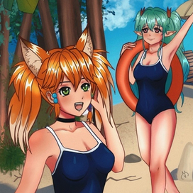 Девочки на пляже