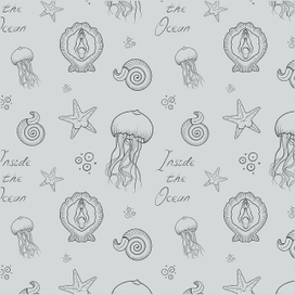 Паттерн из иллюстраций для косметического бренда 