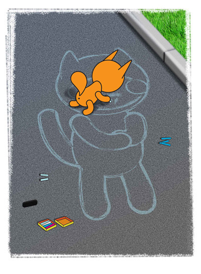 Белка рисует