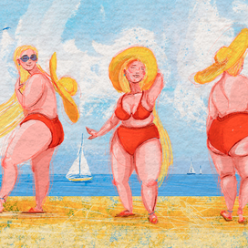 Дивы на пляже