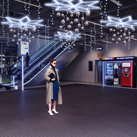 Новогоднее оформление вестибюля в ТЦ