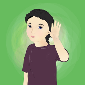 Девочка слушает