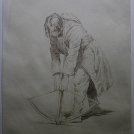 Охотник. Сепия, кисть. 19 х 27 см.