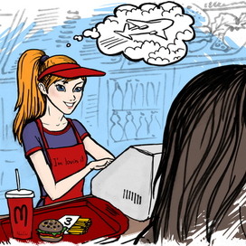 Серия иллюстраций для статьи о бортпроводнице для проекта «How they do it»