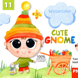 Гном акварель