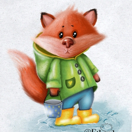 Лисенок в луже