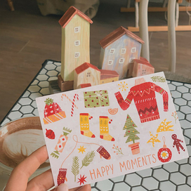 Открытка "Happy moments" для кофейни "The moments"