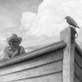 Иллюстрация к повести Эрнеста Хемингуэя "Старик и море"