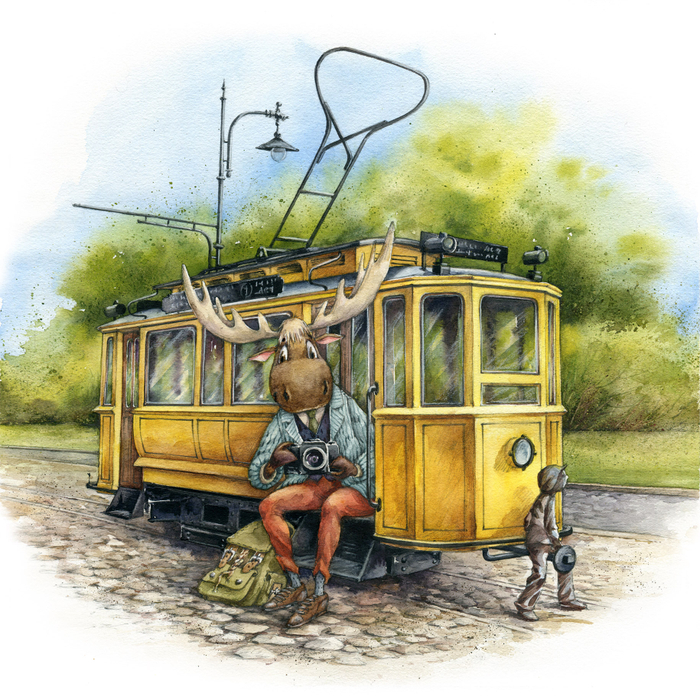 Открытка Выборг Трамвайчик