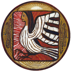 "Птица скорби" (роспись на деревянной доске)