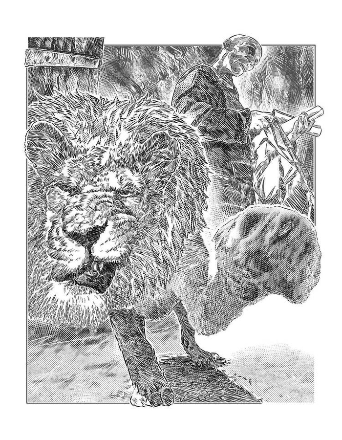 ВЕРХОВНЫЙ ЖРЕЦ АЙРИГАЛЯ, ИЛЛ.№06 - Лев, колдун и заплечный мешок.