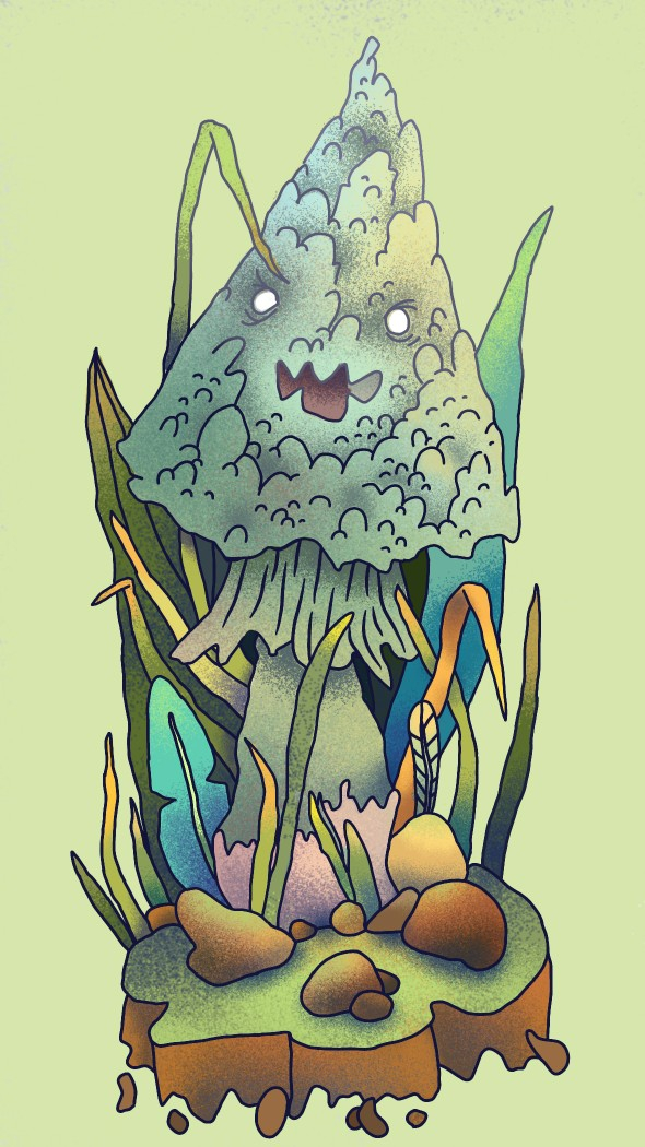 Грибной стикер. Белая поганка