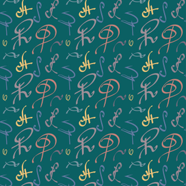 Узор с каллиграфическими знаками