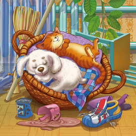 Котенок и щенок