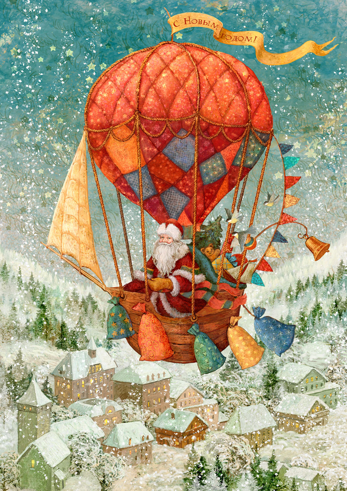 Дед мороз на воздушном шаре