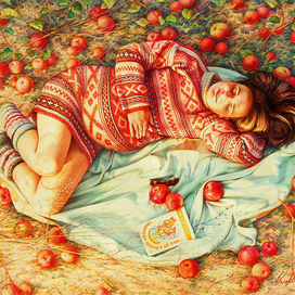 «Бабье лето» (портрет жены). 2003.бумага,акварель, карандаш. 61х86 см