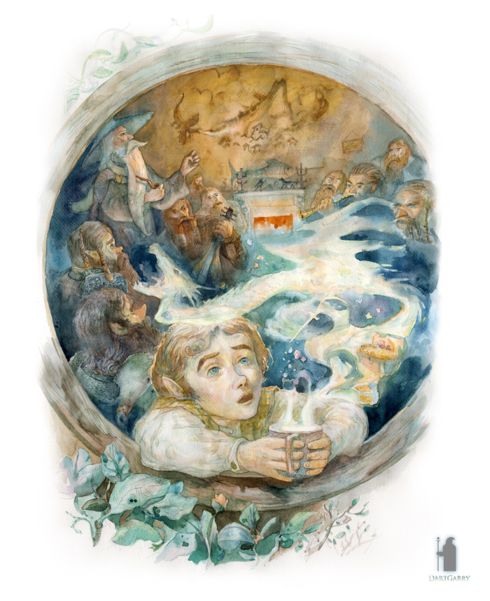    акварель иллюстрация - Хоббит . глава I. песнь гномов, 