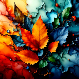 Seasons in fluid art style