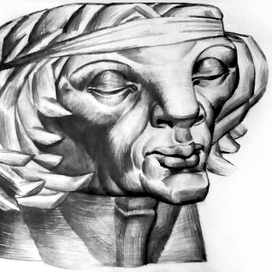 "Голова Олоферна", бумага, карандаш. 2017 г.  #50дней50рисунков