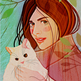 девушка с котом