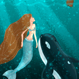 Иллюстрация Русалочка и косатка